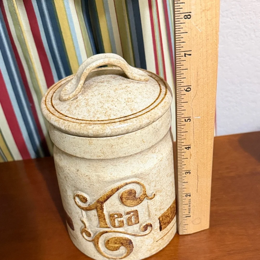 1970s Pottery Craft Treasure Stoneware Vintage Ceramic Tea Canister
